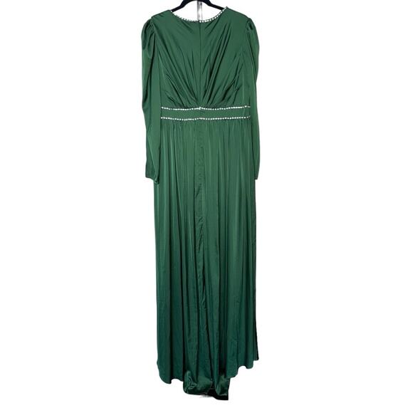 NWT IEENA for MAC DUGGAL 55702 Emerald Green Rhinestone Trim Puff Sleeve Gown - Picture 9 of 13
